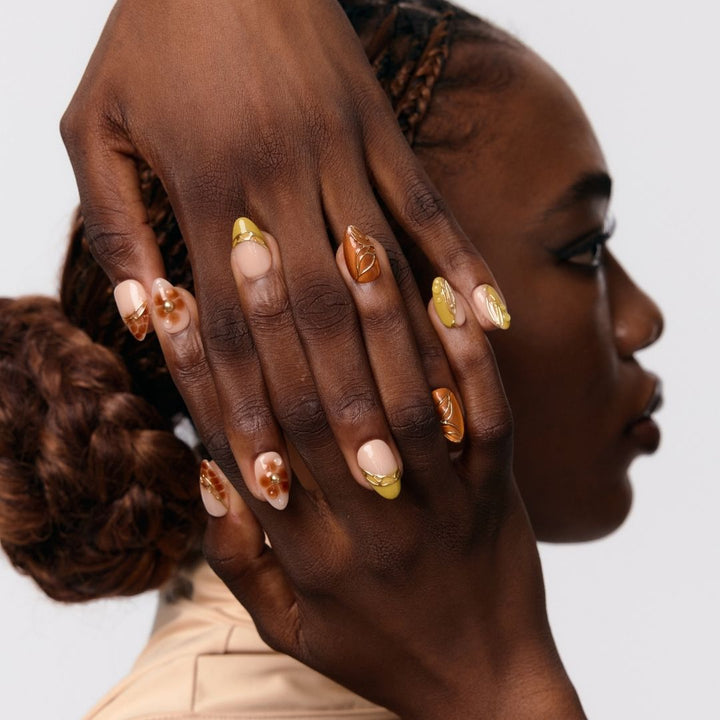 Amber Bloom – Almond Press On Nails