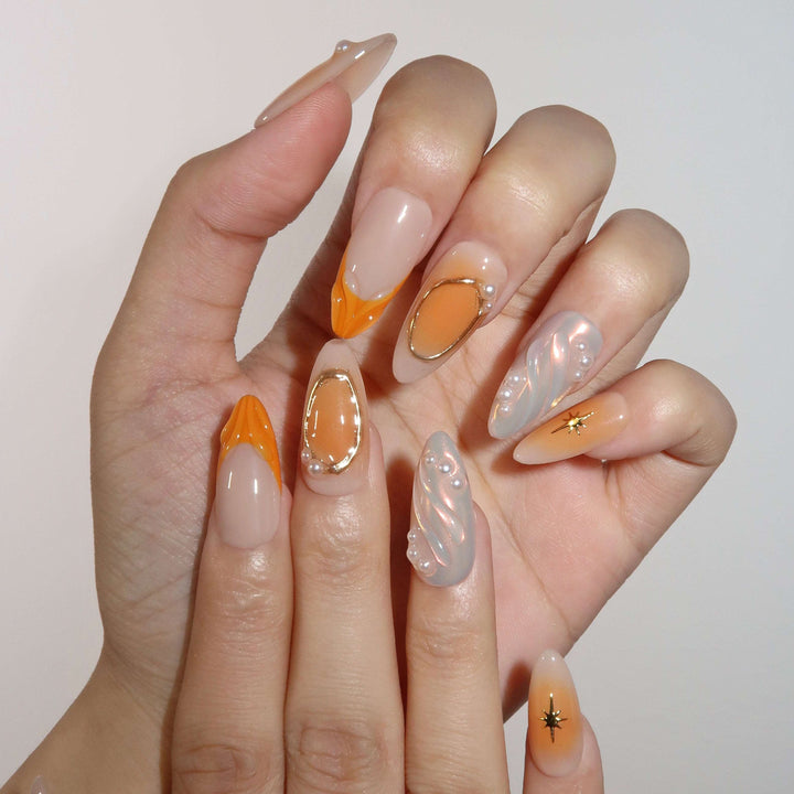 Aperol Spritz – Almond Press On Nails