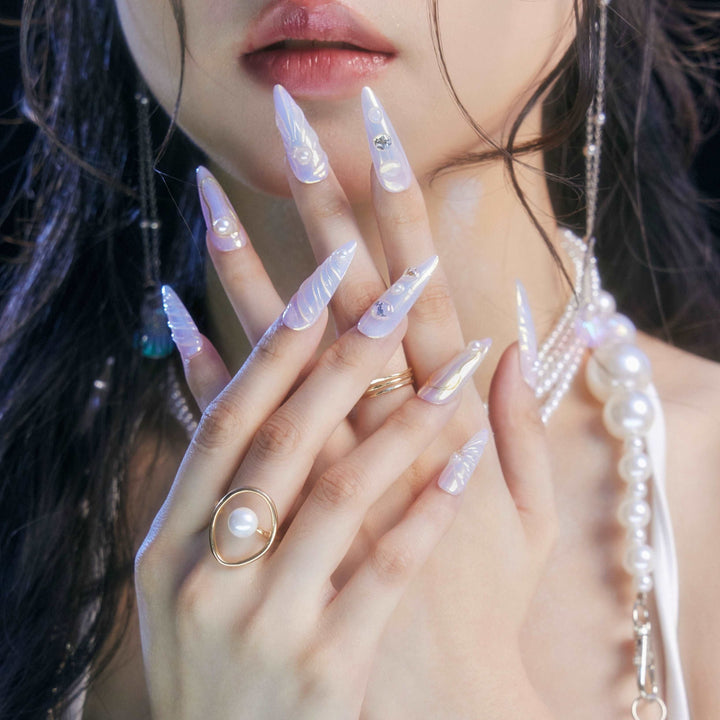 Azure Haze – Almond Press On Nails
