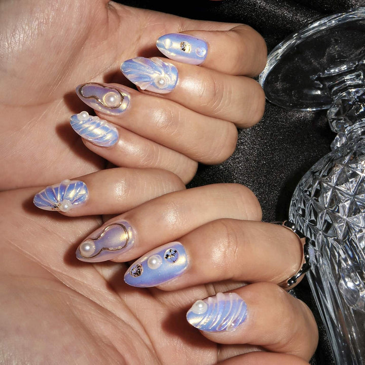Azure Haze mini – Almond Press On Nails