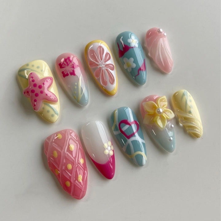 Beach It’s Time Summer Fruit Press On Nails