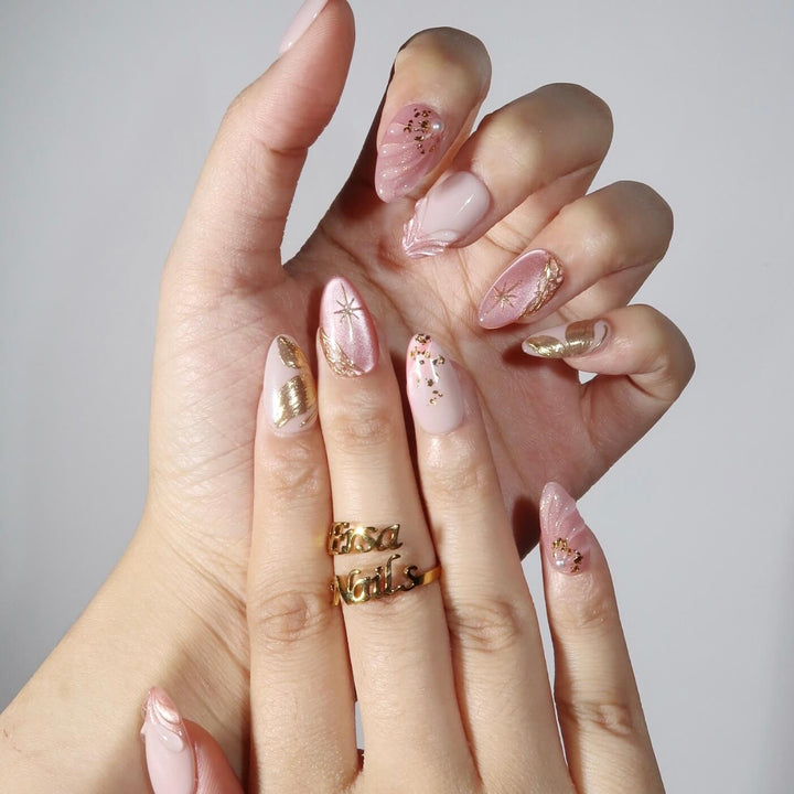 Blush Peony – Almond Press On Nails