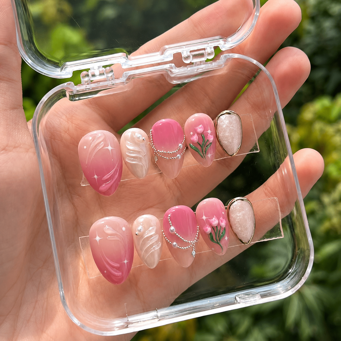 Blush Tulip Charm Press-On Nails
