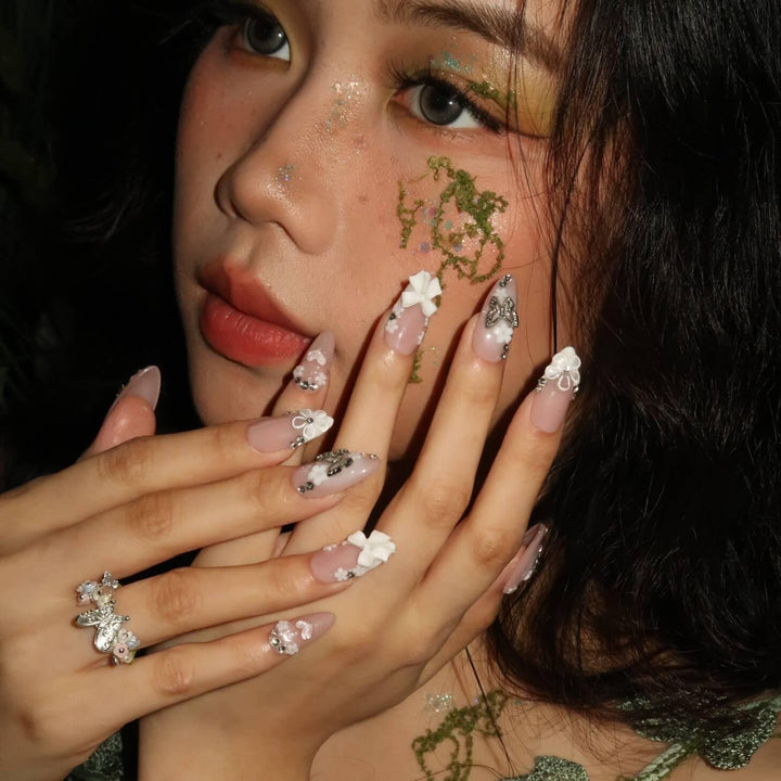 Butterfly Kisses – Almond Press On Nails