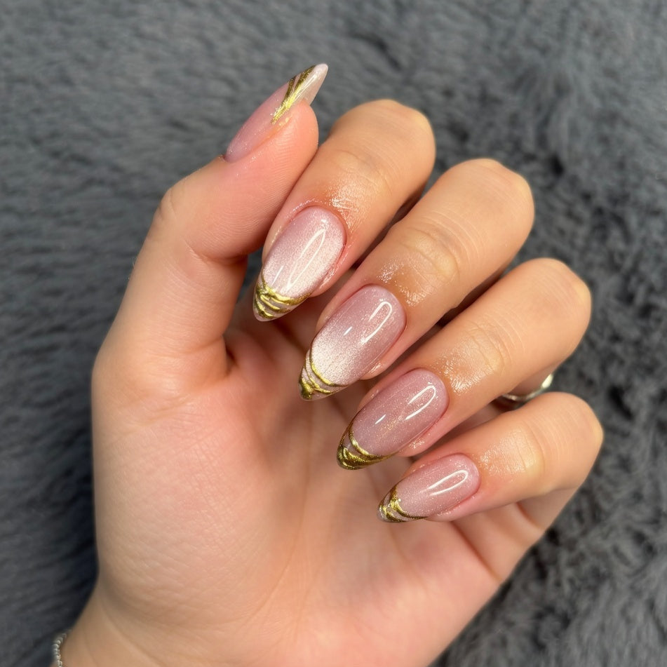 Champagne Gold Tip Press-On Nails