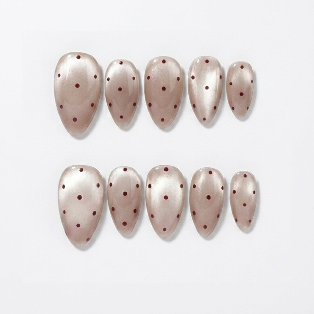 Champagne Polka Dot Press On Nails