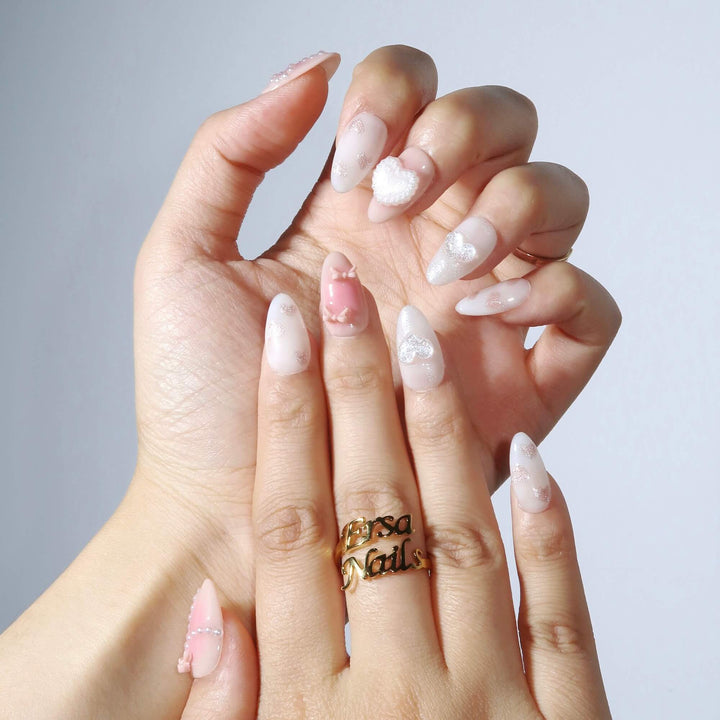 Cherished Heart – Almond Press On Nails