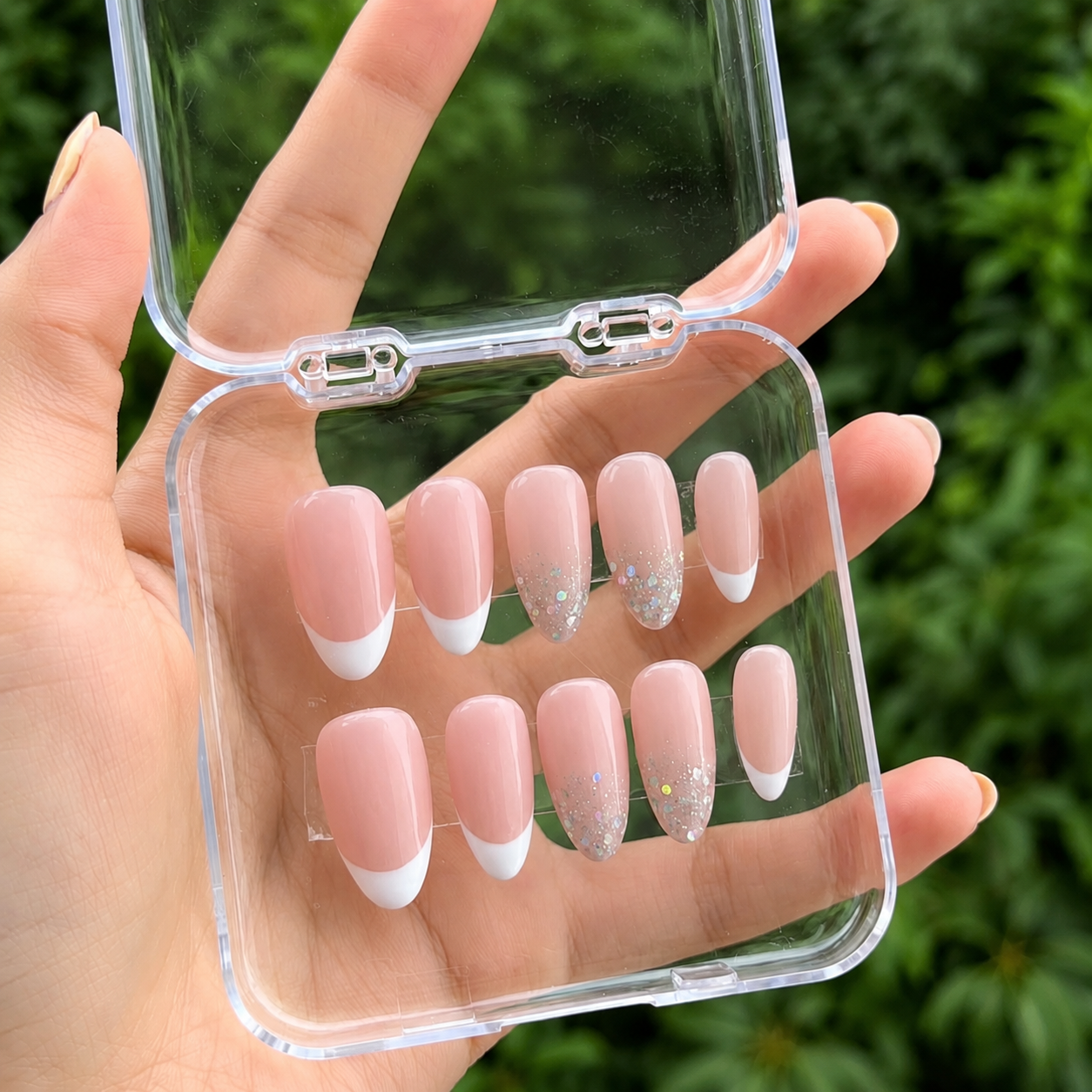 Crystal French Glow Press-On Nails