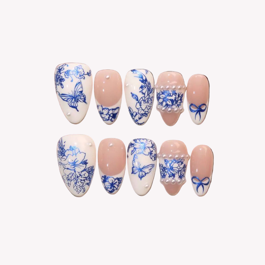 Dancing Blossoms – Almond Press On Nails