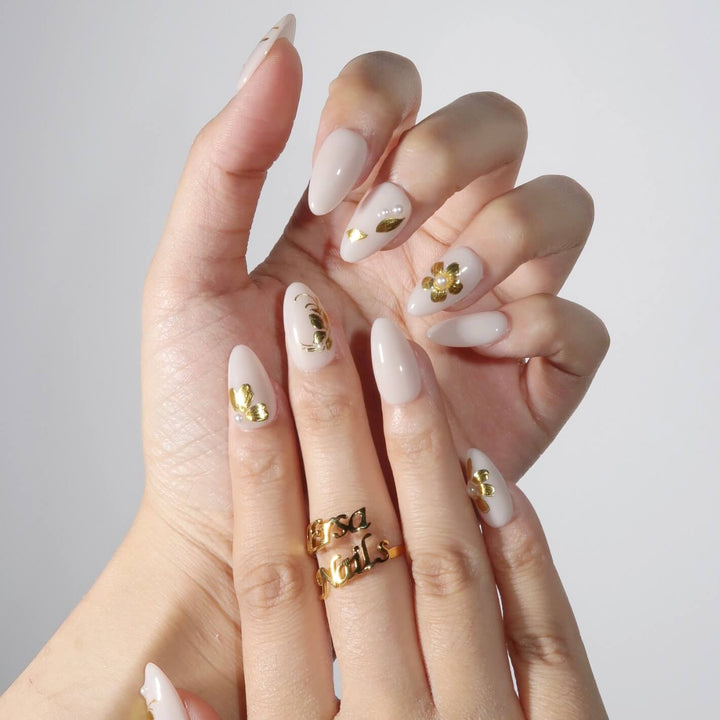 Dewlit Gold Luxury Gold Floral Press On Nails