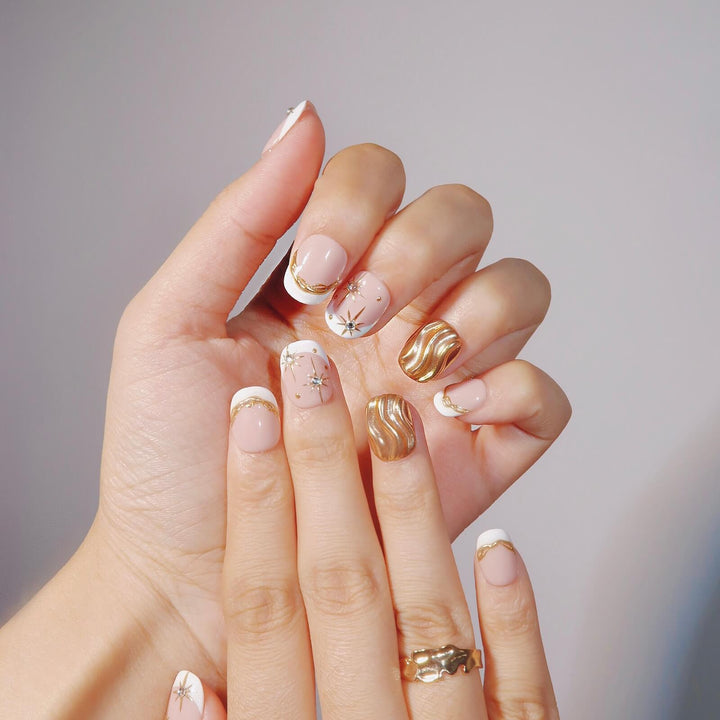 Divine Glow – Almond Press On Nails