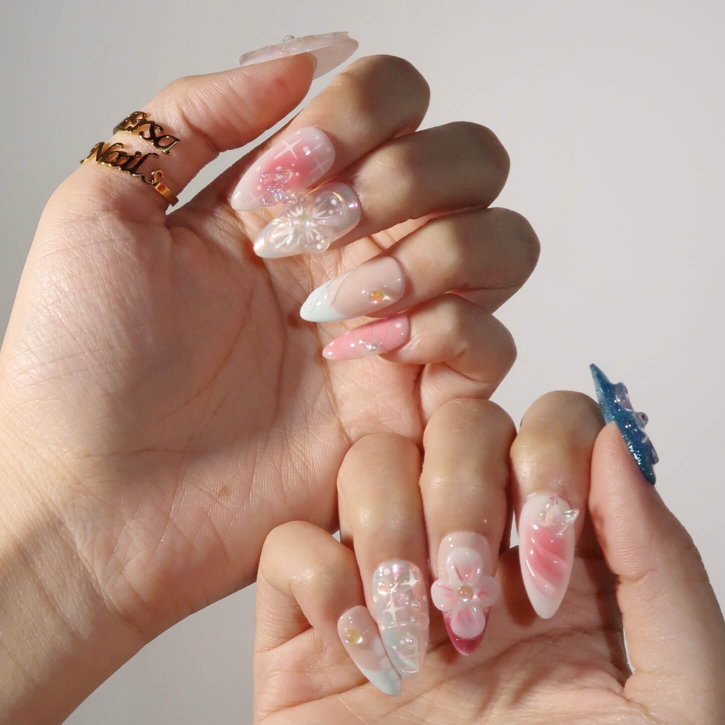 Dream Bouquet Almond Press On Nails – Reusable Salon Quality Nail Set