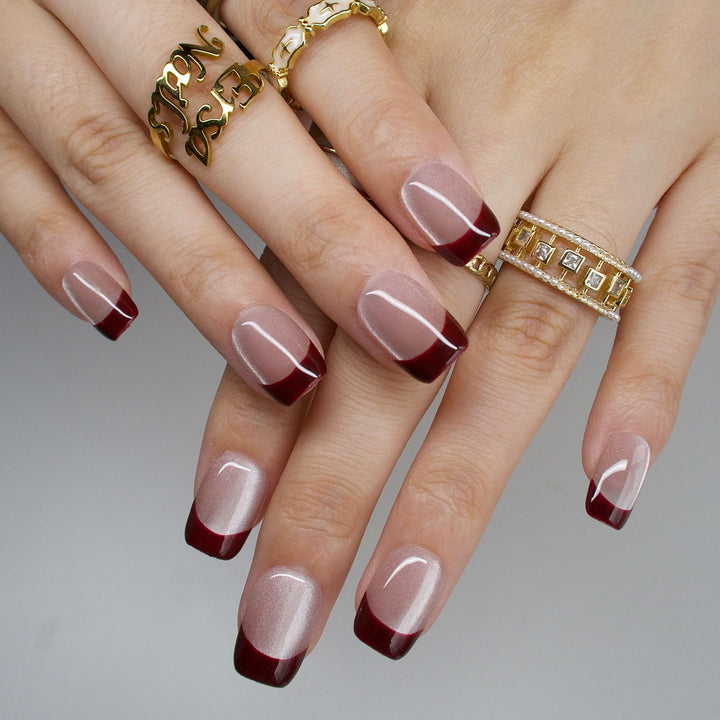 Enchant Pink & Burgundy French Tip Press On Nails