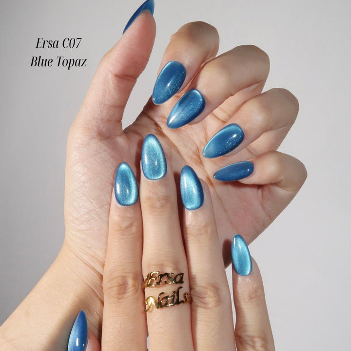 Blue Cat Eye Series - Gemstone Edition – Almond Press On Nails
