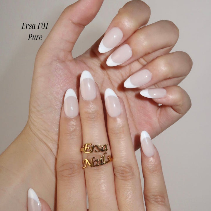 Red French Tip Series – Almond Press On Nails