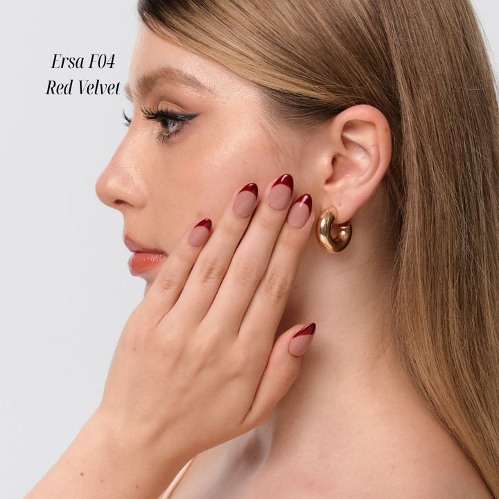 Red Velvet Red French Tip Press On Nails