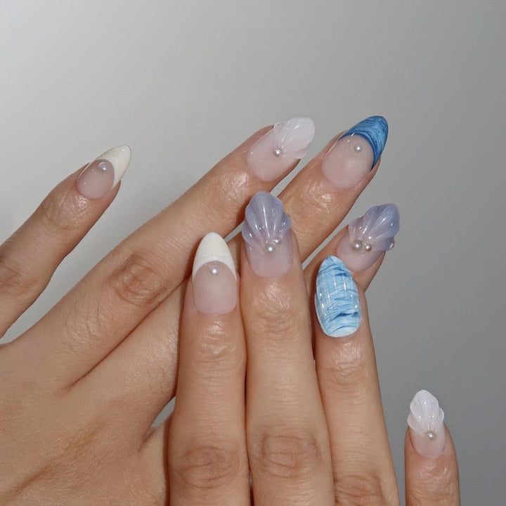Whispering Tide – Almond Press On Nails