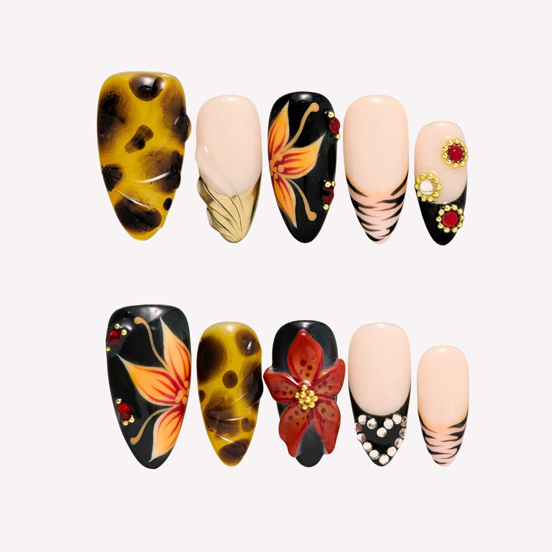 Fire Bloom Press-On Nails