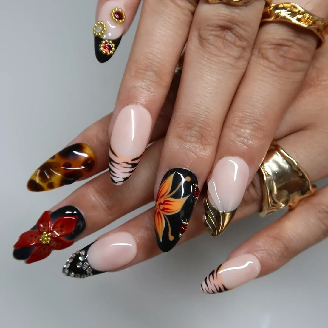 Fire Bloom Press-On Nails