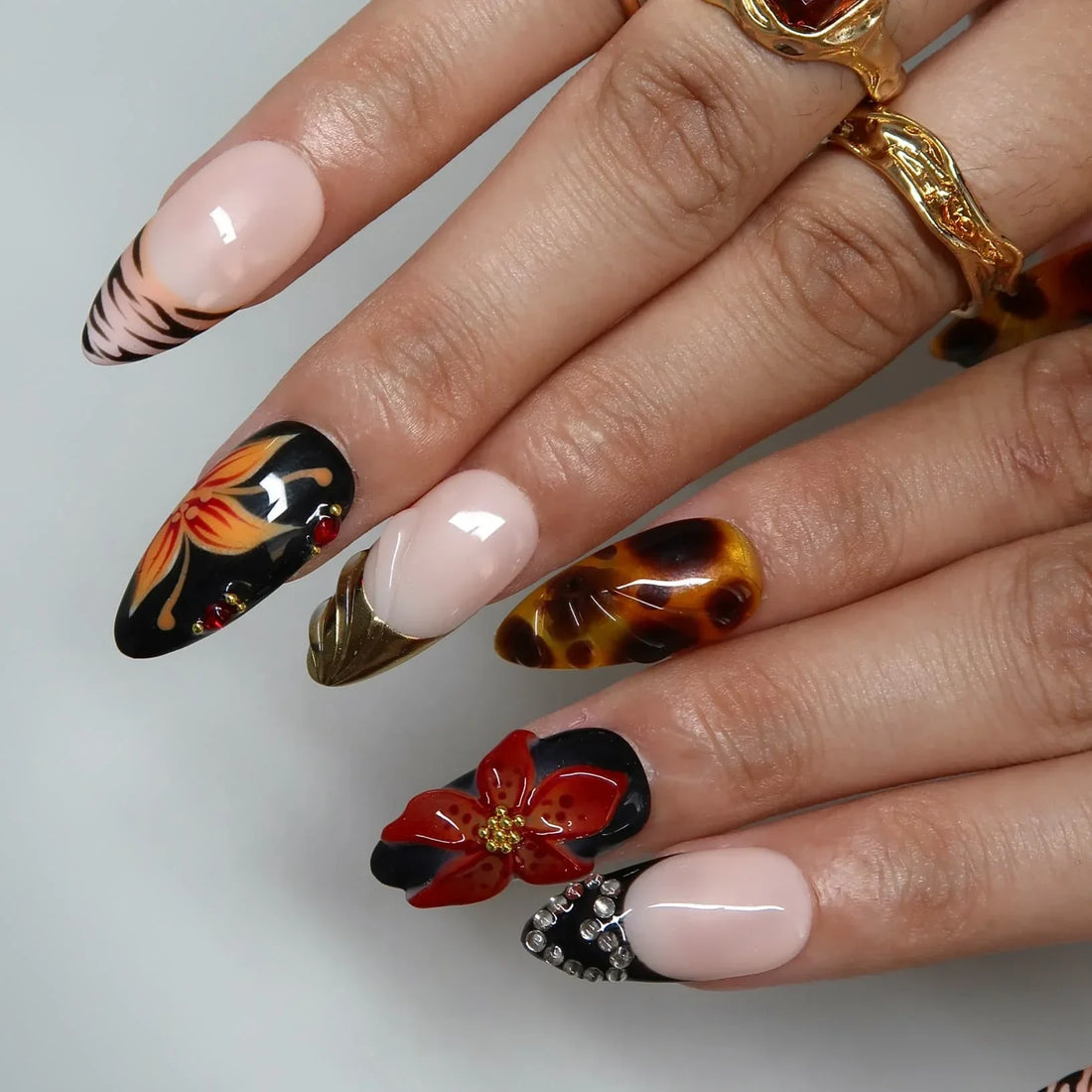Fire Bloom Press-On Nails