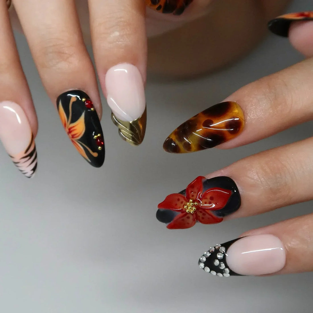 Fire Bloom Press-On Nails