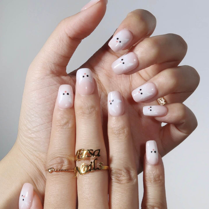 Fluffy Kitty Almond Press On Nails – Reusable Salon Quality Nail Set