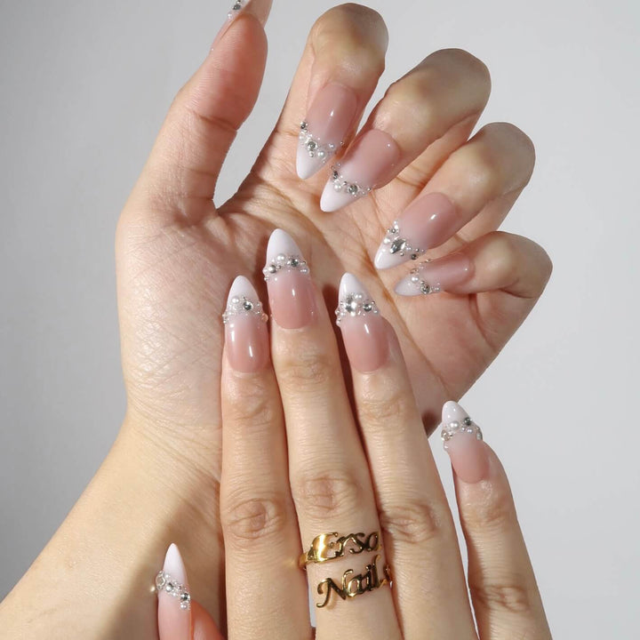 Forever Only White Ombre Pearl Press On Nails