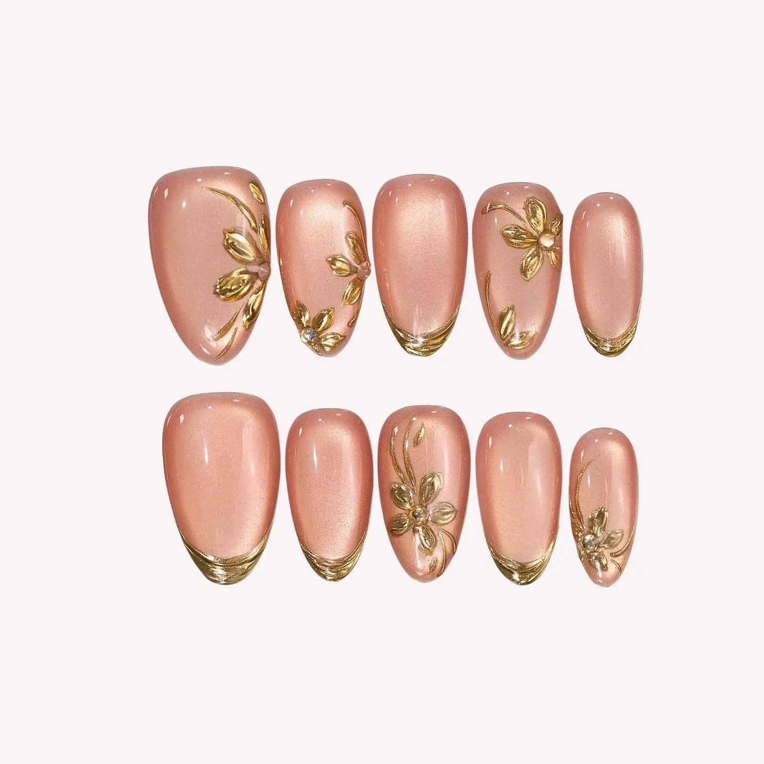 Garden Date – Short Almond Botanical Press On Nails