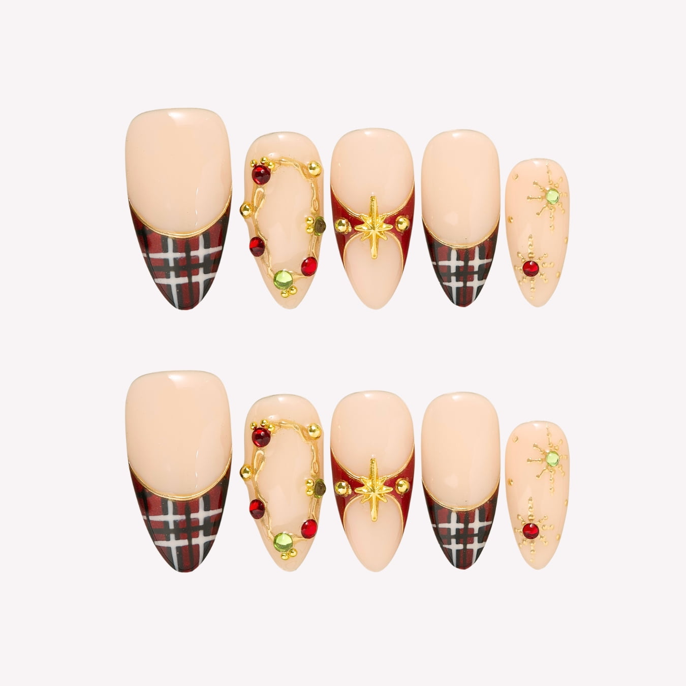 Gilded Tartan Press-On Nails