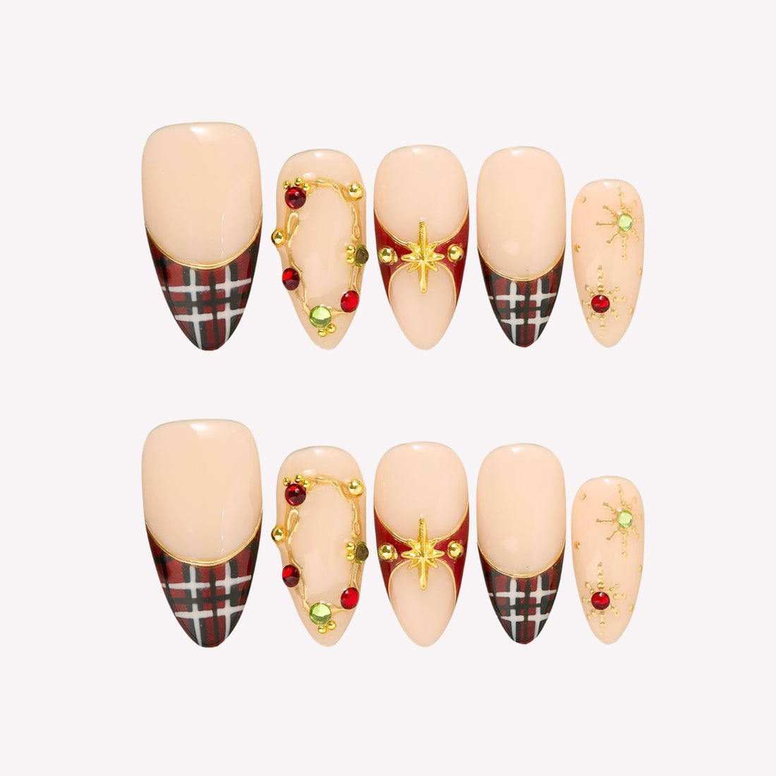Gilded Tartan Press-On Nails