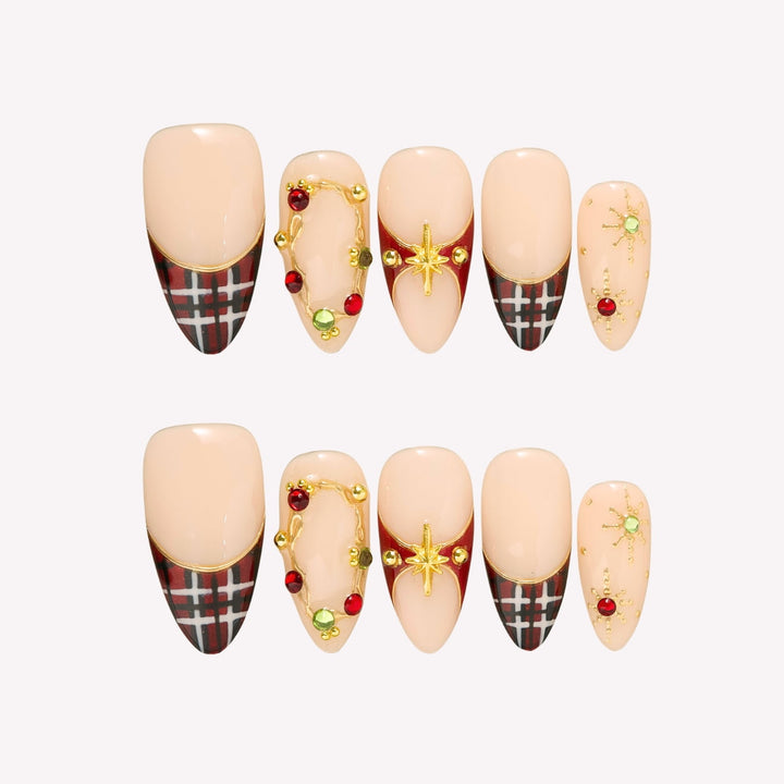 Gilded Tartan Press-On Nails