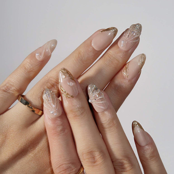 Glowing Beach – Almond Press On Nails