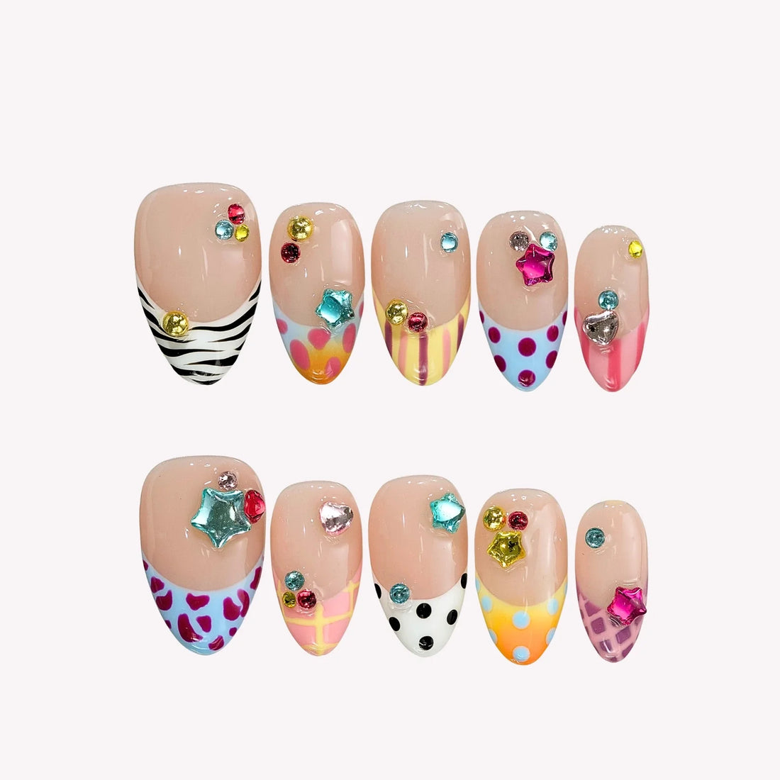 I'm Iconic – Short Almond Colorful Press On Nails