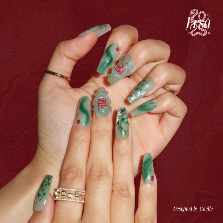 Jade's Embrace – Almond Press On Nails