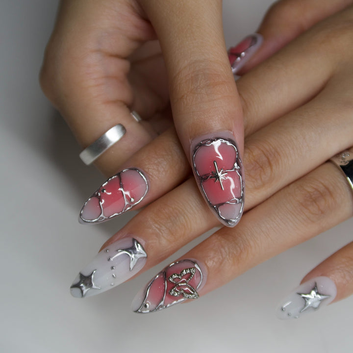 La La Love Pink Heart Press On Nails