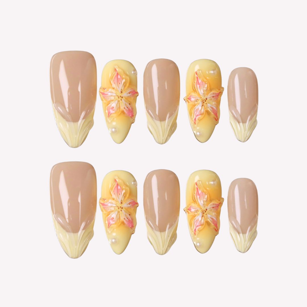 Lemon Drop – Almond Press On Nails