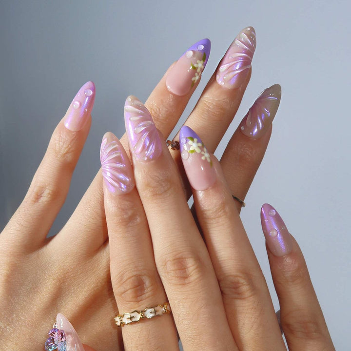 Lilac Elfland – Almond Press On Nails