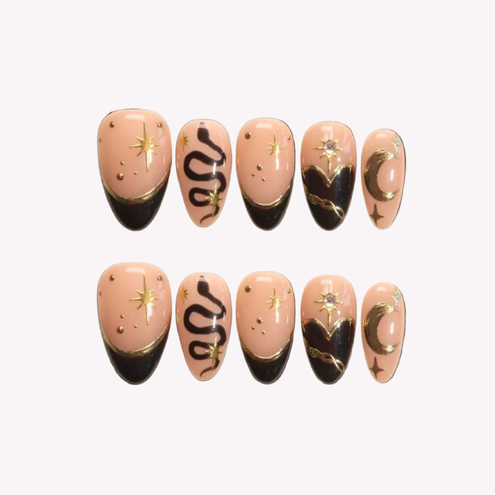 Midnight Madness – Almond Press On Nails