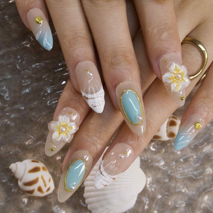 Mint Mambo Mint Green Floral Press On Nails