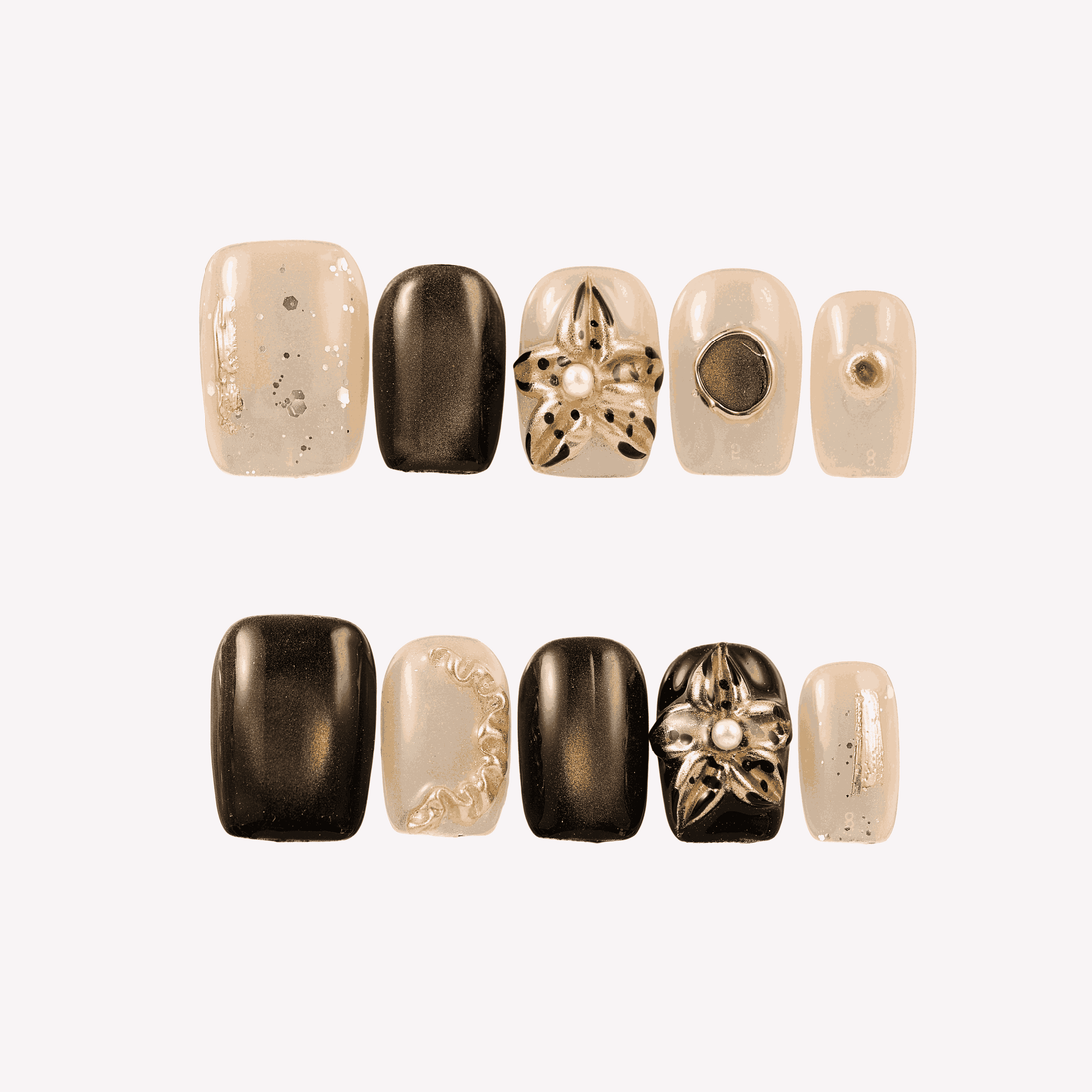 Mood for Vintage Dark Gold Chrome Press On Nails – Short Square