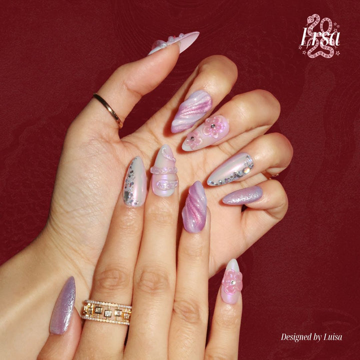 Moonlight Scales – Almond Press On Nails