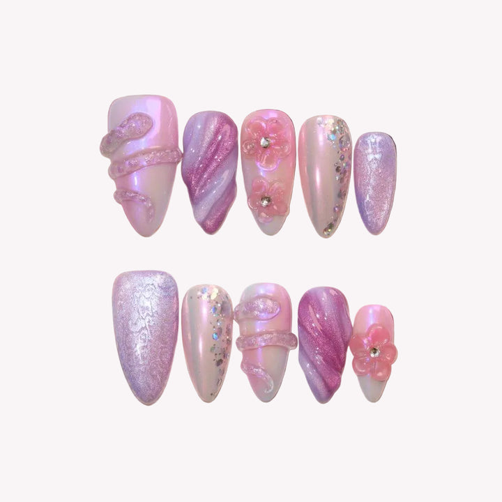 Moonlight Scales – Almond Press On Nails