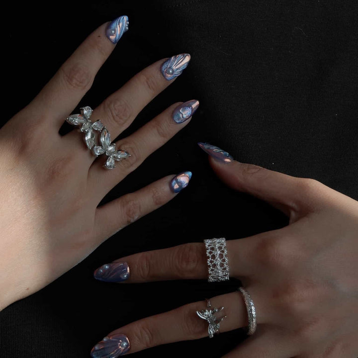 Black Neon Twist – Almond Press On Nails