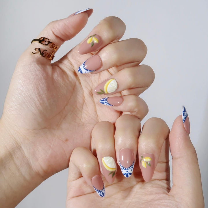 Never-Ending Summer French Tip Lemon Press On Nails