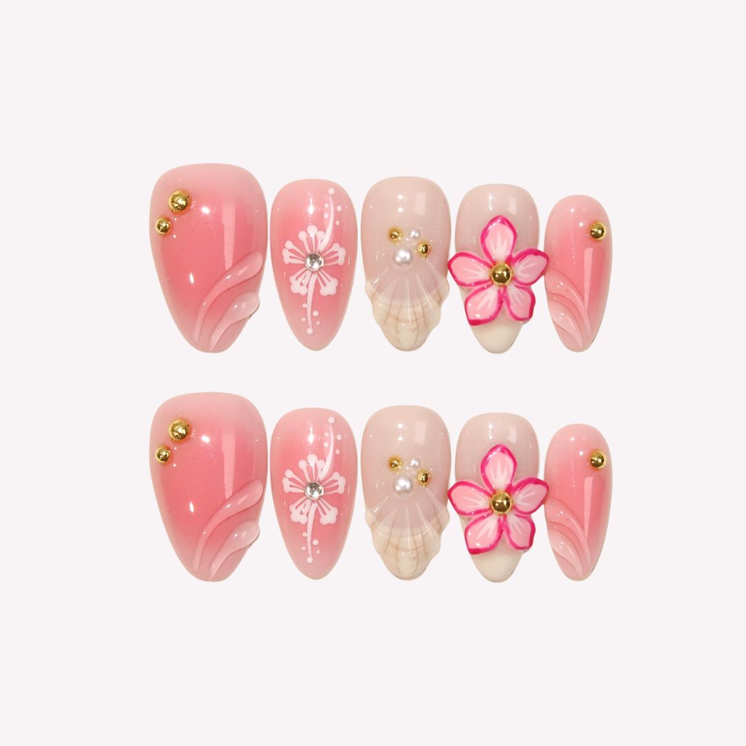 Natural Blush Muse Nail Art Almond Press On Nails – Reusable Salon Quality Nail Set