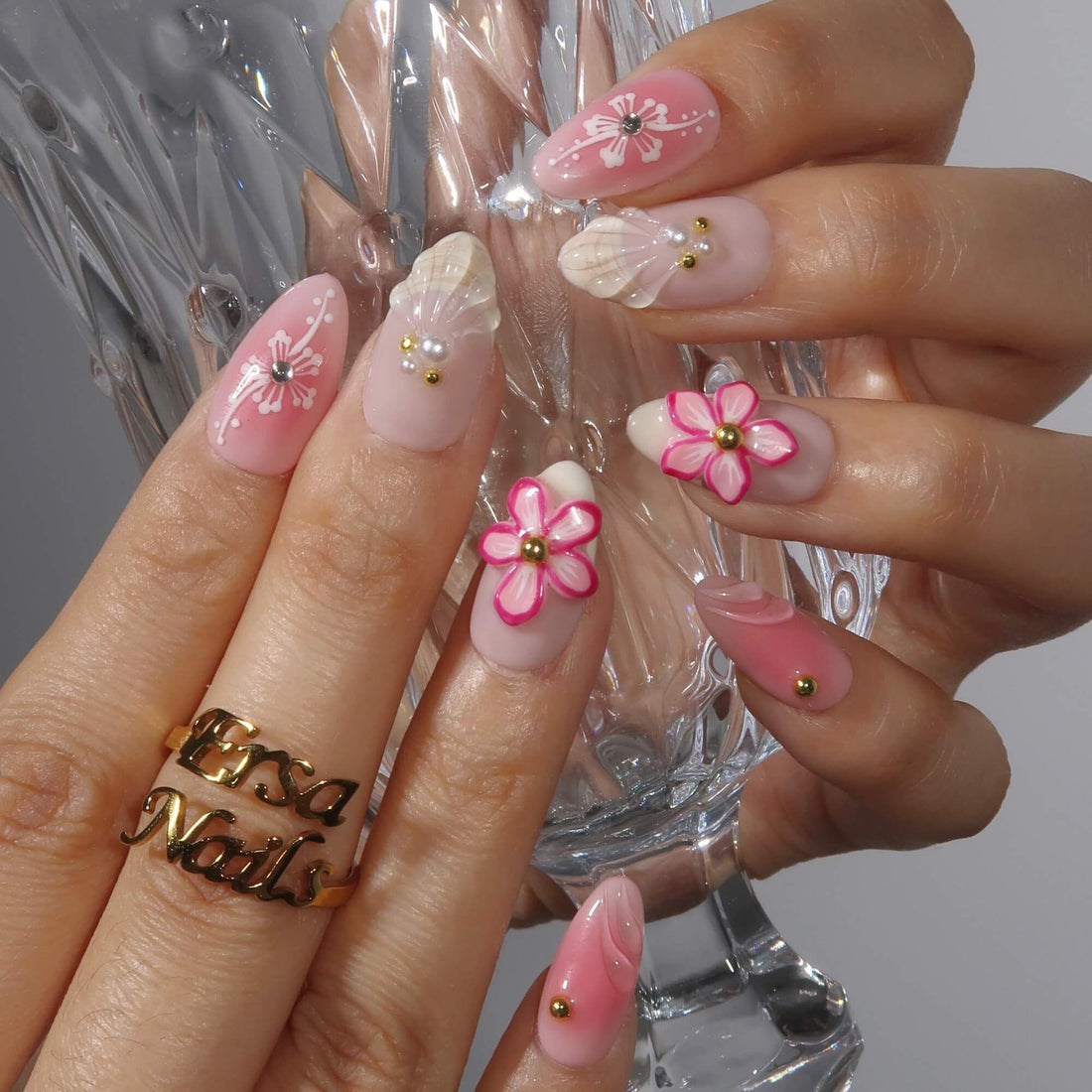 Natural Blush Muse Nail Art Almond Press On Nails – Reusable Salon Quality Nail Set