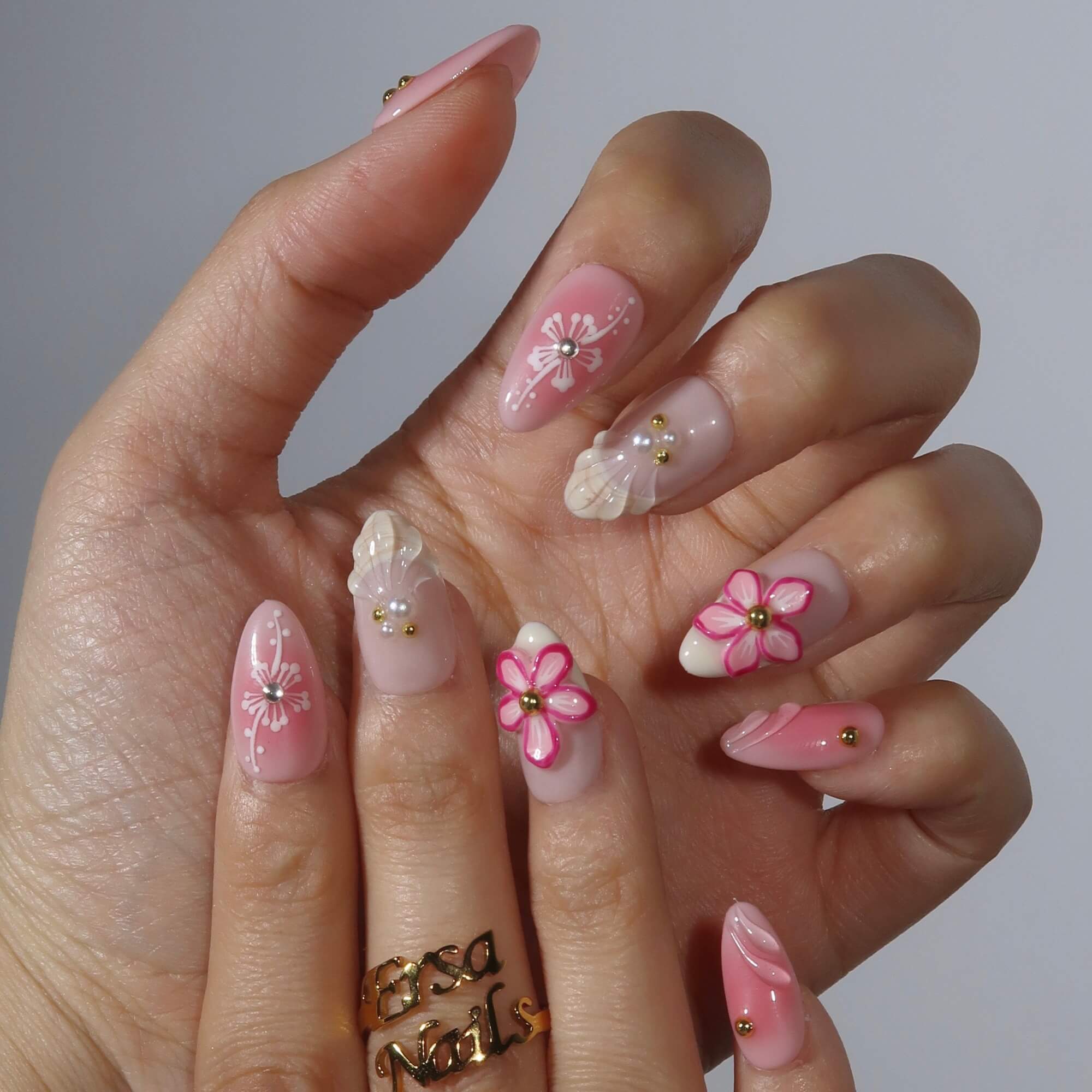 Natural Blush Muse Nail Art Almond Press On Nails – Reusable Salon Quality Nail Set