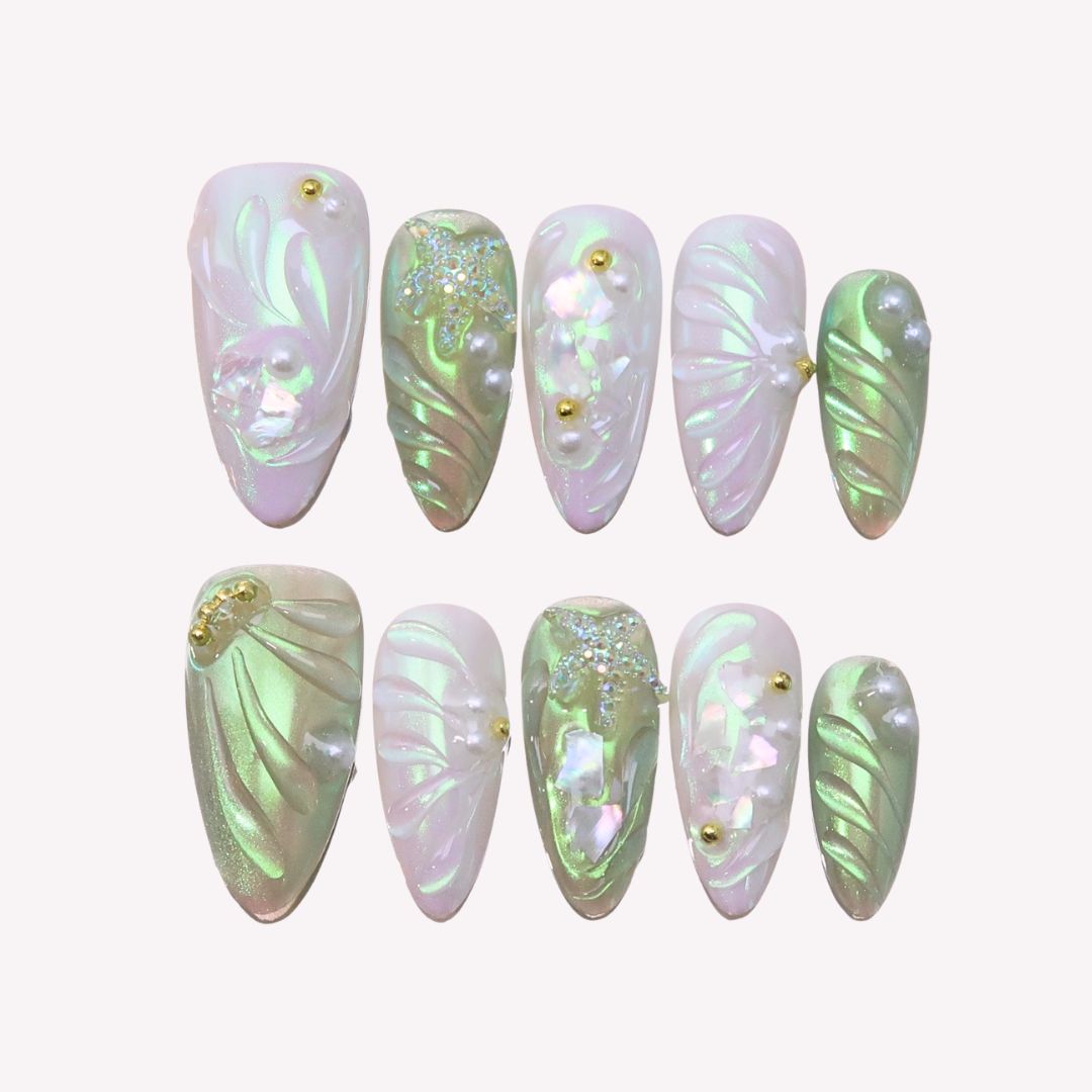 Oceanic Odyssey – Almond Press On Nails