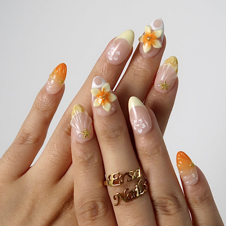 Orange Margarita Beach Ombre Press On Nails