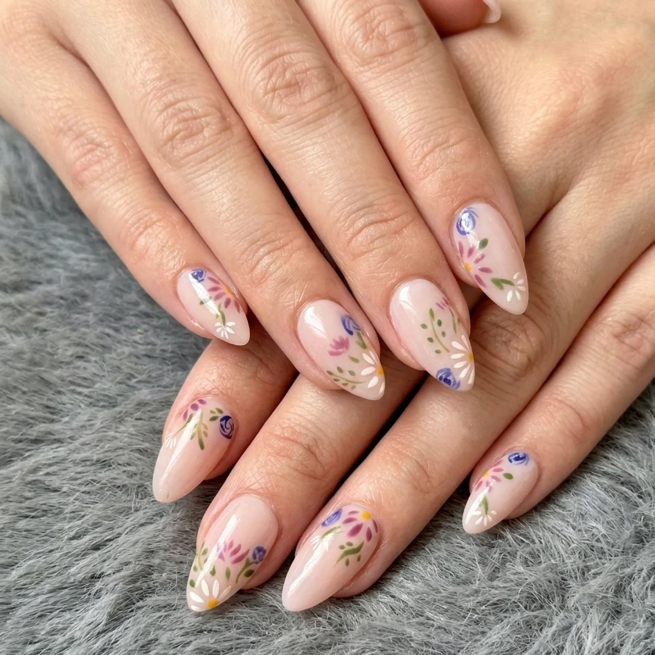Pink Petal Floral Press-On Nails